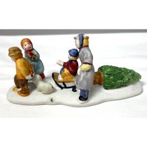 Lemax Hearthside Village Vintage Porcelain Winter Figurine Scene With Children &